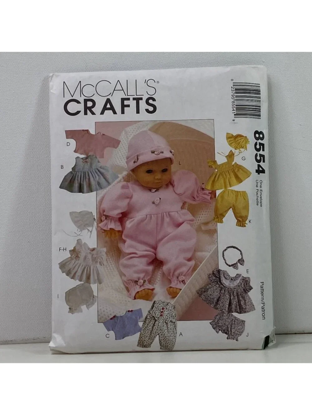 McCalls 18 Inch Doll Clothes Sewing Pattern 8554 Uncut Complete Dress & Jumper